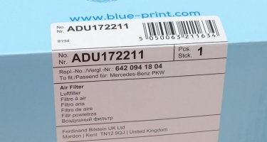 Воздушный фильтр ADU172211 BLUE PRINT –  фото 6