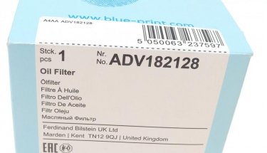 Масляный фильтр ADV182128 BLUE PRINT – (фильтр-патрон) фото 6