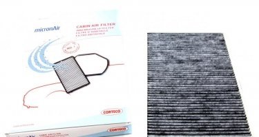 Салонный фильтр 80000616 CORTECO – Материал: активированный уголь фото 1