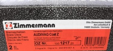 Тормозной диск 100.1217.20 Zimmermann фото 6