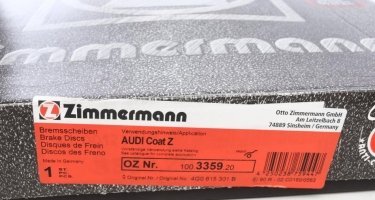 Гальмівний диск 100.3359.20 Zimmermann фото 6
