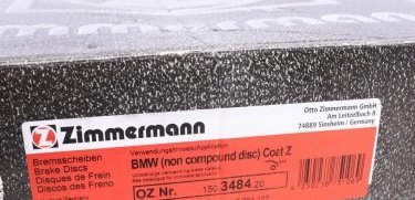 Тормозной диск 150.3484.20 Zimmermann фото 6