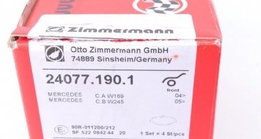 Тормозная колодка 24077.190.1 Zimmermann – подготовлено для датчика износа колодок фото 5