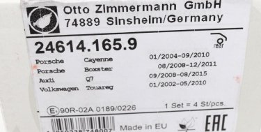 Гальмівна колодка 24614.165.9 Zimmermann – подготовлено для датчика износа колодок фото 5