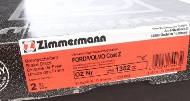 Тормозной диск 250.1352.20 Zimmermann фото 6