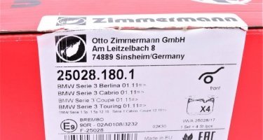 Гальмівна колодка 25028.180.1 Zimmermann – подготовлено для датчика износа колодок фото 4