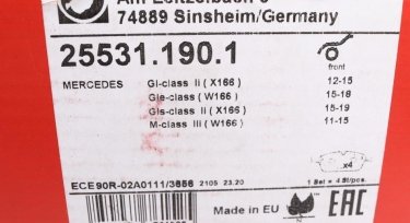 Тормозная колодка 25531.190.1 Zimmermann – подготовлено для датчика износа колодок фото 5