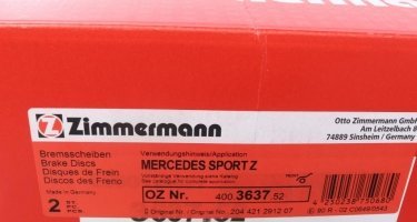 Тормозной диск 400.3637.52 Zimmermann фото 6