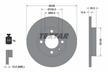 Купить 98200 0106 0 1 TEXTAR Тормозные диски Венто (1.4, 1.6, 1.8, 1.9)