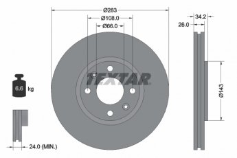 Купити 98200 1116 0 1 TEXTAR Гальмівні диски Пежо 2008 (1.2, 1.4, 1.6)