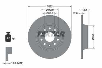 Купить 98200 1408 0 1 TEXTAR Тормозные диски Суперб (1.4, 1.6, 1.8, 2.0)