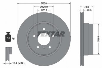 Купить 98200 1611 0 1 TEXTAR Тормозные диски BMW X6 (E71, E72, F16) (2.0, 3.0)